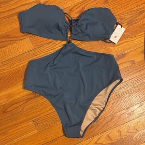 Shade & Shore Blue Swimsuit with Beige Lining